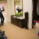 President Barack Obama pretends to be caught in Spider-Man’s web as he greets 3-year-old Nicholas Tamarin just outside the Oval Office on Oct. 26, 2012, in Washington, D.C. Spider-Man had been trick-or-treating for an early Halloween with his father, White House aide Nate Tamarin, in the Eisenhower Executive Office Building. (Pete Souza/the White House via Getty Images)